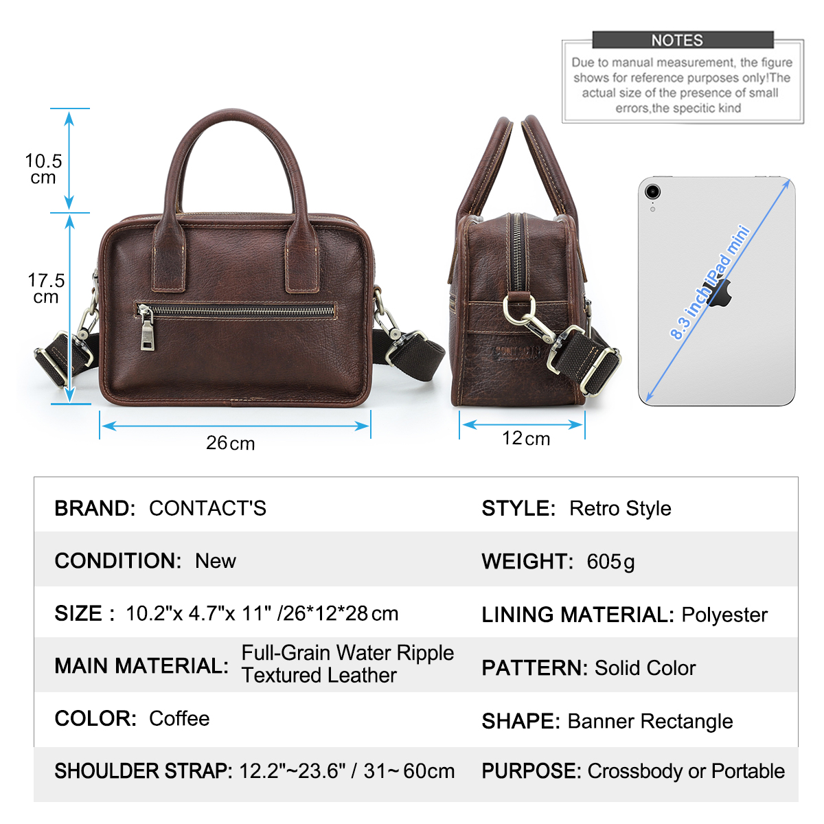 CONTACT'S Genuine Leather Men  - Luxury Bags Tote 评论和价格